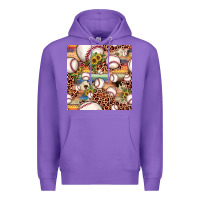 Purple baseball leopard cowhide sunflower seamless pattern Premium Hoodie - JahusDesignShop