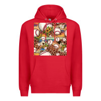 Red baseball leopard cowhide sunflower seamless pattern Premium Hoodie - JahusDesignShop