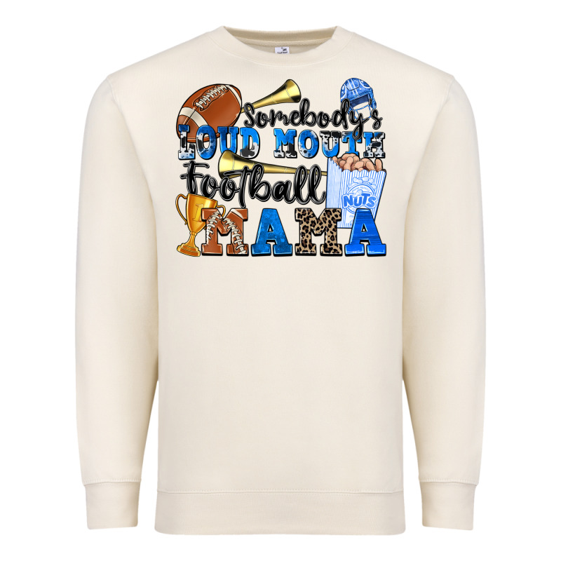 Somebody's Loud Mouth Football Mama Premium Sweatshirt by Zillion Design Studio | Teevron