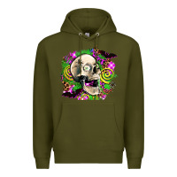 Army Green halloween skull Premium Hoodie - AdoDesignShop