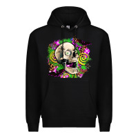 Black halloween skull Premium Hoodie - AdoDesignShop