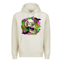 Oatmeal Heather halloween skull Premium Hoodie - AdoDesignShop