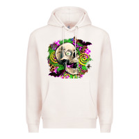Pale Pink halloween skull Premium Hoodie - AdoDesignShop