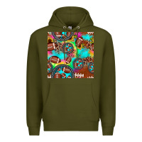 Army Green football tie dye gemstone sunflower seamless pattern Premium Hoodie - JahusDesignShop