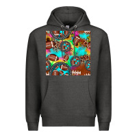 Charcoal Heather football tie dye gemstone sunflower seamless pattern Premium Hoodie - JahusDesignShop