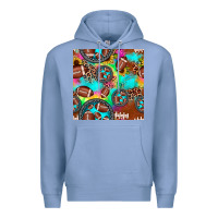 Colony Blue football tie dye gemstone sunflower seamless pattern Premium Hoodie - JahusDesignShop