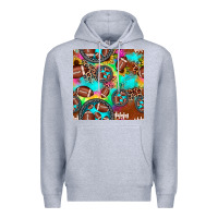 Heather Grey football tie dye gemstone sunflower seamless pattern Premium Hoodie - JahusDesignShop