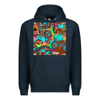 Navy football tie dye gemstone sunflower seamless pattern Premium Hoodie - JahusDesignShop