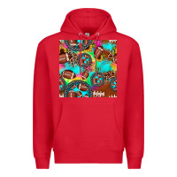 Red football tie dye gemstone sunflower seamless pattern Premium Hoodie - JahusDesignShop