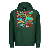 Sports Green football tie dye gemstone sunflower seamless pattern Premium Hoodie - JahusDesignShop