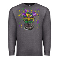 Charcoal Heather mardi gras  mask pitbull Premium Sweatshirt - RanaPortraitStore