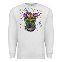 Oatmeal Heather mardi gras  mask pitbull Premium Sweatshirt - RanaPortraitStore