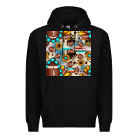 Black football cowhide sunflower seamless pattern Premium Hoodie - JahusDesignShop