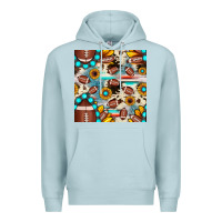 Blue Mist football cowhide sunflower seamless pattern Premium Hoodie - JahusDesignShop
