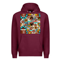 Burgundy football cowhide sunflower seamless pattern Premium Hoodie - JahusDesignShop