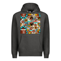 Charcoal Heather football cowhide sunflower seamless pattern Premium Hoodie - JahusDesignShop
