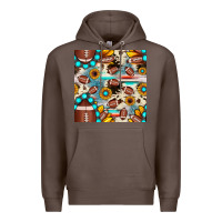 Coffee football cowhide sunflower seamless pattern Premium Hoodie - JahusDesignShop