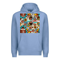 Colony Blue football cowhide sunflower seamless pattern Premium Hoodie - JahusDesignShop