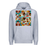 Heather Grey football cowhide sunflower seamless pattern Premium Hoodie - JahusDesignShop