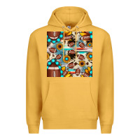 Mustard football cowhide sunflower seamless pattern Premium Hoodie - JahusDesignShop