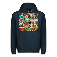 Navy football cowhide sunflower seamless pattern Premium Hoodie - JahusDesignShop