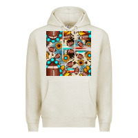 Oatmeal Heather football cowhide sunflower seamless pattern Premium Hoodie - JahusDesignShop