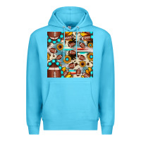 Ocean Blue football cowhide sunflower seamless pattern Premium Hoodie - JahusDesignShop