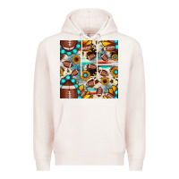 Pale Pink football cowhide sunflower seamless pattern Premium Hoodie - JahusDesignShop