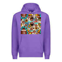 Purple football cowhide sunflower seamless pattern Premium Hoodie - JahusDesignShop