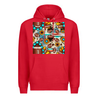 Red football cowhide sunflower seamless pattern Premium Hoodie - JahusDesignShop