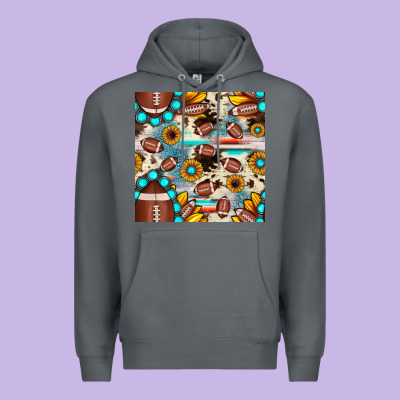 Football Cowhide Sunflower Seamless Pattern Premium Hoodie Designed By Jahusdesignshop