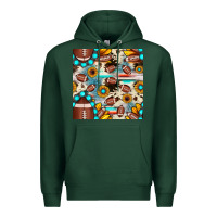 Sports Green football cowhide sunflower seamless pattern Premium Hoodie - JahusDesignShop
