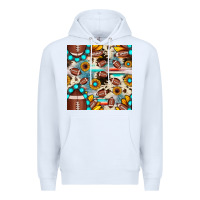 White football cowhide sunflower seamless pattern Premium Hoodie - JahusDesignShop