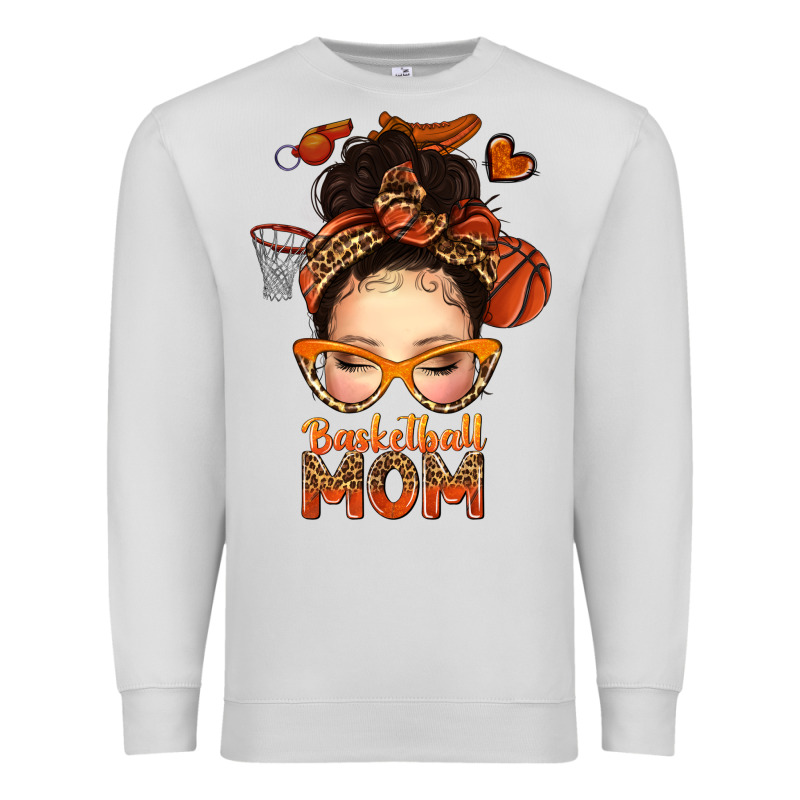 Basketball Messy Bun Mom Premium Sweatshirt by texasbilliewilder | Teevron