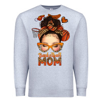 Heather Grey basketball messy bun mom Premium Sweatshirt - texasbilliewilder