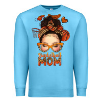 Ocean Blue basketball messy bun mom Premium Sweatshirt - texasbilliewilder