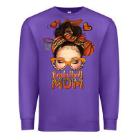 Purple basketball messy bun mom Premium Sweatshirt - texasbilliewilder