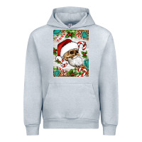 Heather Grey Christmas hippie skeleton santa Urban Hoodie - Artiststas