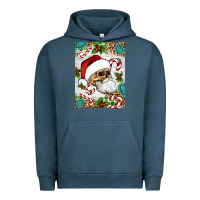 Pigment Midnight Navy Christmas hippie skeleton santa Urban Hoodie - Artiststas