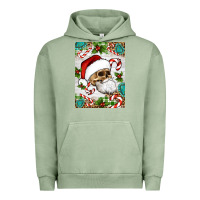 Pigment Oil Green Christmas hippie skeleton santa Urban Hoodie - Artiststas