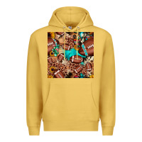 Antique Gold football cactus sunflower seamless pattern Premium Hoodie - JahusDesignShop