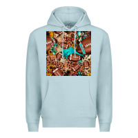Blue Mist football cactus sunflower seamless pattern Premium Hoodie - JahusDesignShop