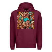 Burgundy football cactus sunflower seamless pattern Premium Hoodie - JahusDesignShop