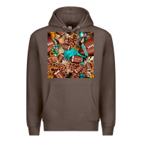 Coffee football cactus sunflower seamless pattern Premium Hoodie - JahusDesignShop