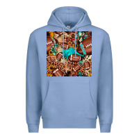 Colony Blue football cactus sunflower seamless pattern Premium Hoodie - JahusDesignShop