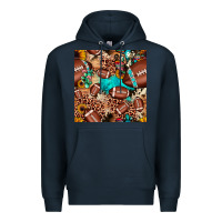 Navy football cactus sunflower seamless pattern Premium Hoodie - JahusDesignShop