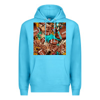 Ocean Blue football cactus sunflower seamless pattern Premium Hoodie - JahusDesignShop