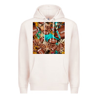 Pale Pink football cactus sunflower seamless pattern Premium Hoodie - JahusDesignShop