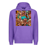 Purple football cactus sunflower seamless pattern Premium Hoodie - JahusDesignShop