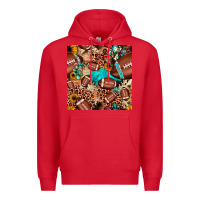 Red football cactus sunflower seamless pattern Premium Hoodie - JahusDesignShop